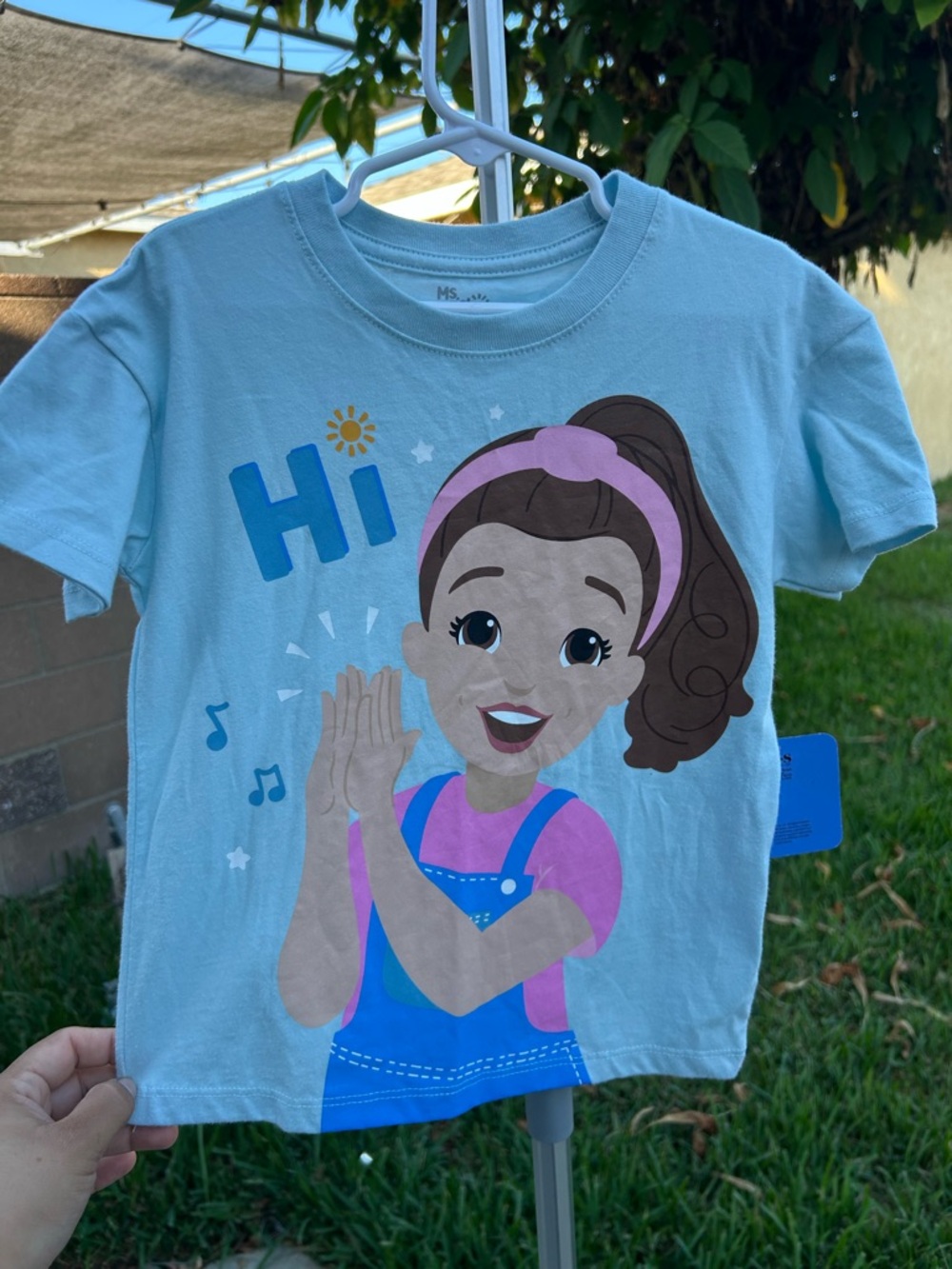 Ms. Rachel Light Blue Girls' Graphic Tee with Playful Character